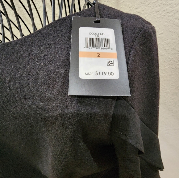 Dkny Women's Pleated Chiffon Sheath Dress, size 2, NWT, Black - Picture 5 of 8